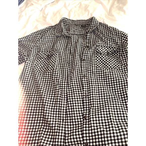 Women’s Flannel Button Down Shirt Eddie Bauer Size Tall XXL Black And White - Picture 1 of 9